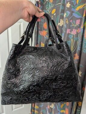 Isadora Italy black leather tote
